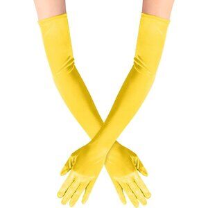 Women's Satin Dark Yellow Long Gloves Costumes Elbow Length Evening Party Prom